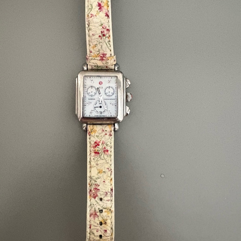 Michele Deco  Watch with Cream Strap